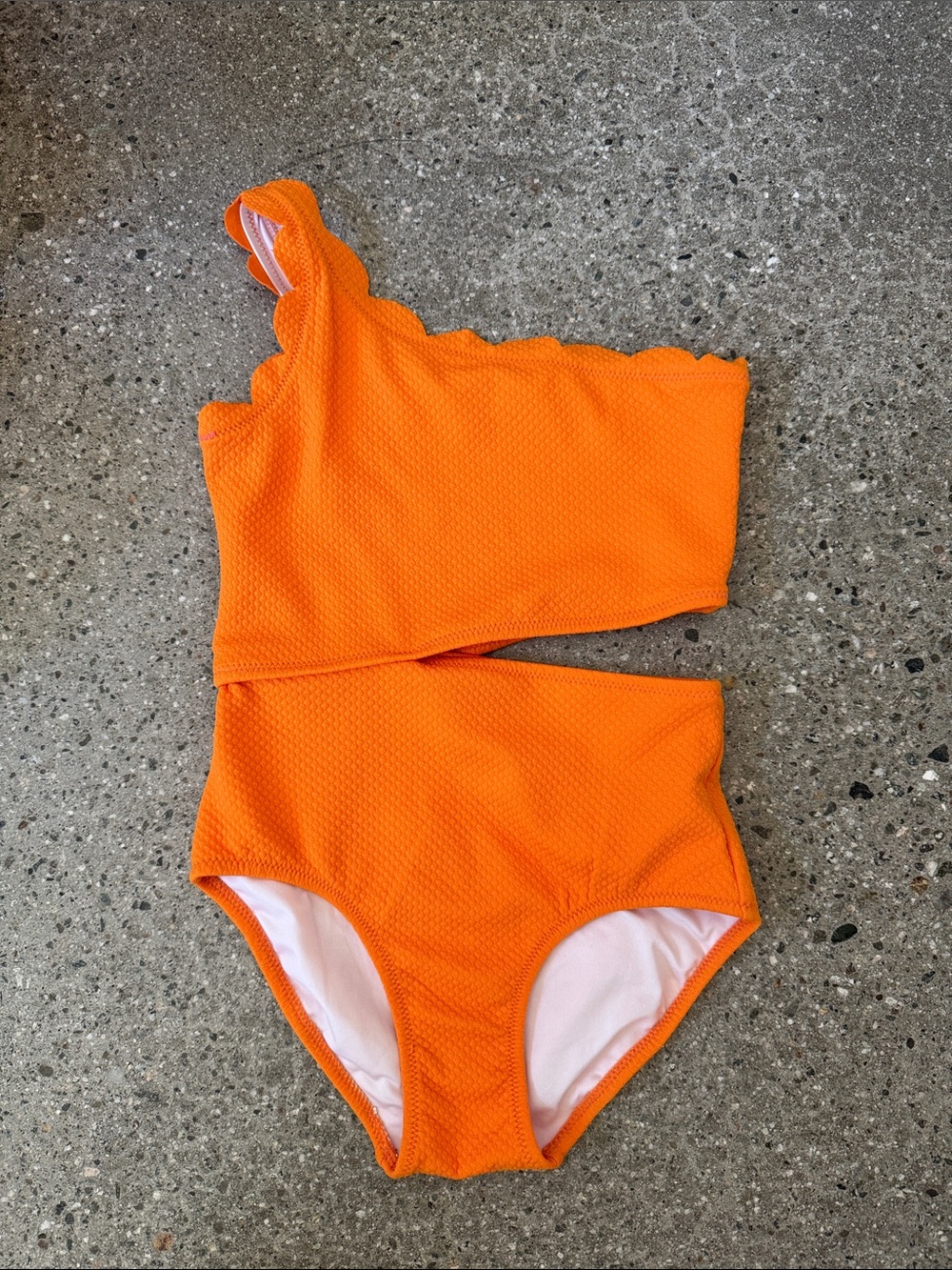 Old Navy Bright Orange One-Shoulder Kids One-Piece Swim